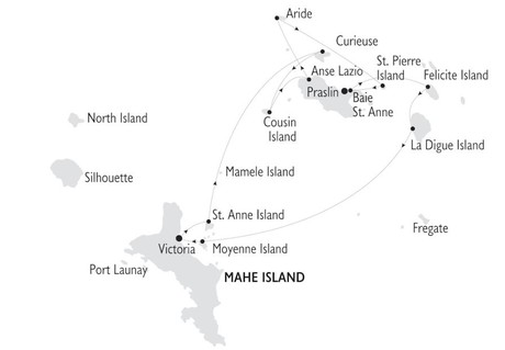 Map for 8 Day Cruise in the Seychelles