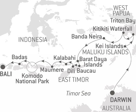 Map for Island Treasures of Indonesia & East Timor - 15 Day Luxury Cruise