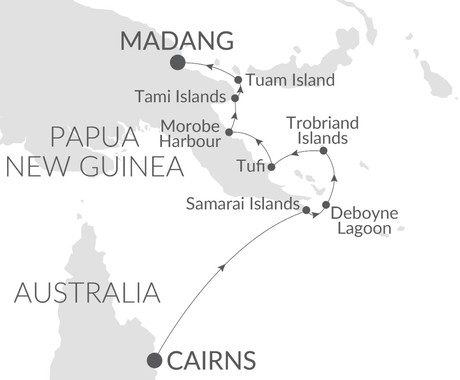 Map for Islands & Cultures of Papua New Guinea - From Cairns to Madang Luxury Cruise