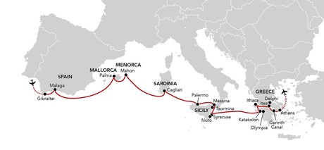 Map for Islands of the Mediterranean - 15 Days From Gibraltar to Athens