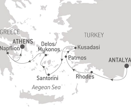 Map for The Jewels of the Aegean - Turkey & Greek Islands Luxury Cruise