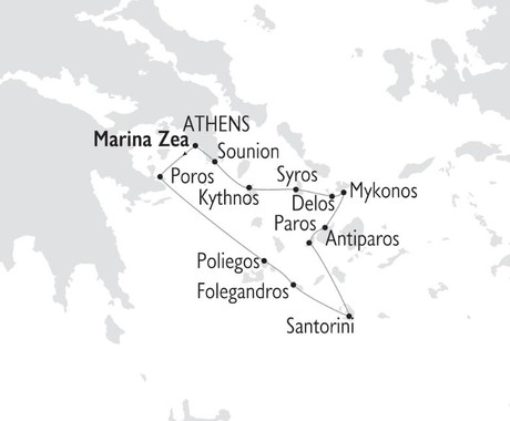 Map for Jewels Of The Cyclades - Greek Islands Cruise