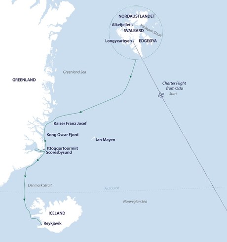 Map for Jewels of the Arctic 2025 Expedition