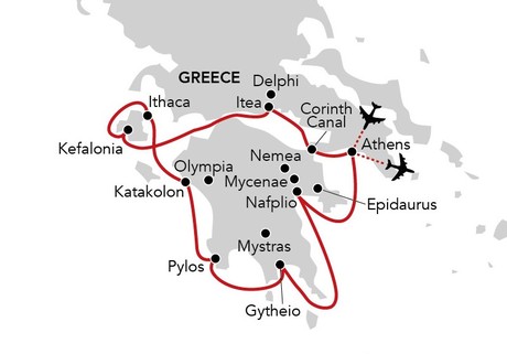Map for To the Land of Gods & Heroes - 11 Day Greek Islands Cruise