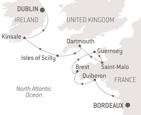 Map for Landscapes and Islands of the North Atlantic - Ireland, France & UK in Luxury