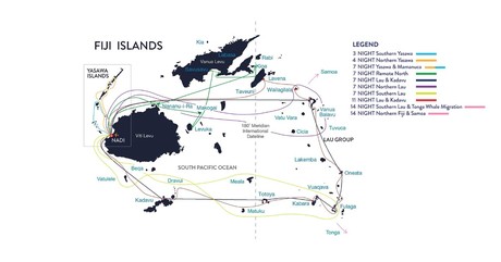 Map for Southern Lau - Pacific Islands Cruise
