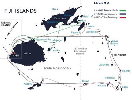 Map for Lau & Kadavu Island 8 Day South Pacific Cruise