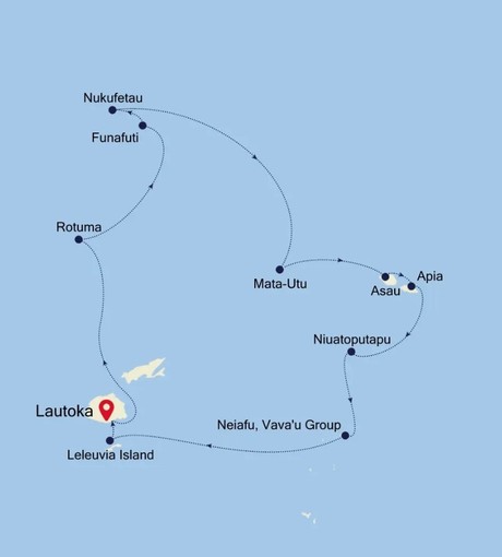 Map for Lautoka to Lautoka - 17 Day Melanesia Luxury Cruise