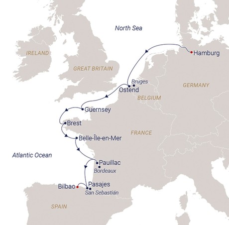 Map for Lifestyle & Relaxing Beats - Germany, Belgium, France & Spain Sailing Cruise