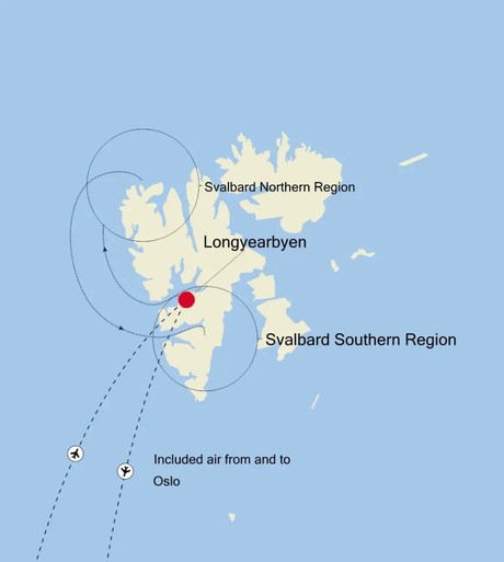 Map for Longyearbyen to Longyearbyen - 10 Day Spitsbergen Luxury Expedition Cruise