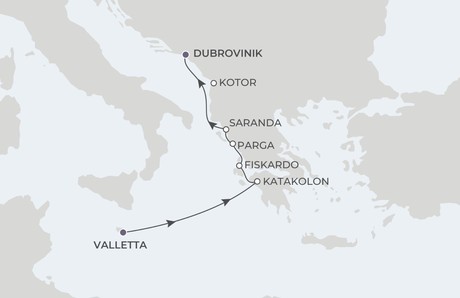 Map for Malta & Adriatic Jewels - 7 Night Cruise Valletta to Dubrovnik