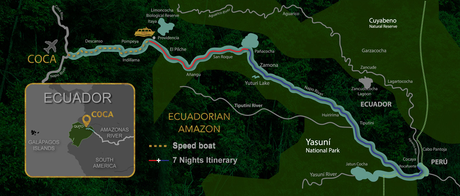 Map for Manatee Amazon 8 Day Monday Cruise