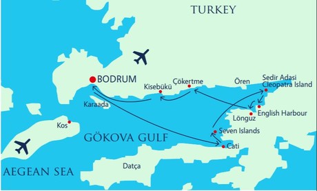 Map for Gokova Gulf Luxury Gulet Turkey Cruise