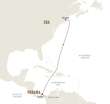 Map for From New England to Panama - Science and Serenity at Sea