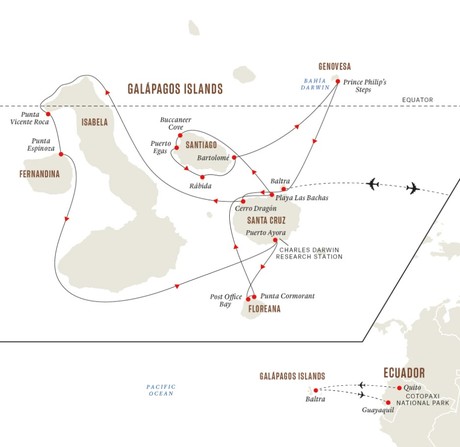 Map for Galapagos Islands Expedition Cruise - Nine of the Best Isles