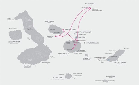 Map for North Central Galapagos 4 Day Cruise A