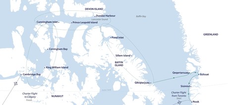 Map for Northwest Passage 16 Day Adventure Cruise