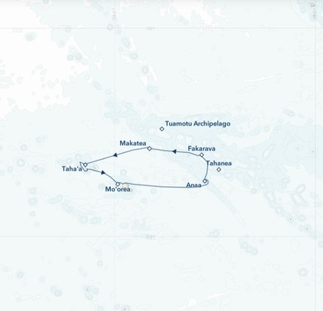 Map for Pearls of the Pacific: Exploring the Society and Tuamotu Islands