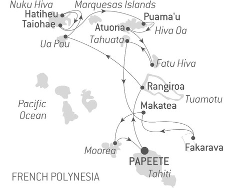 Map for Polynesian Expedition - 15 Day Luxury Cruise in French Polynesia
