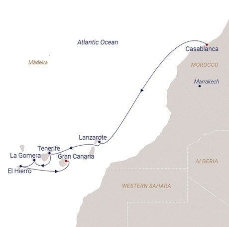 Map for Pure Relaxation, Pure Canaries Sailing Cruise