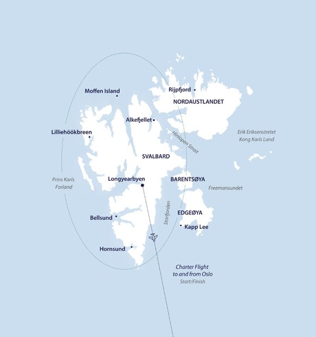 Map for Spitsbergen: Realm of the Ice Bear Expedition