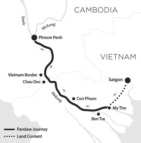 Map for Saigon & Phnom Penh Short River Cruise