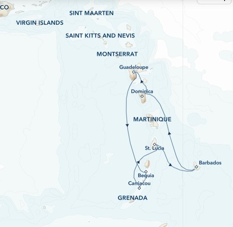 Map for Sailing the Caribbean aboard Sea Cloud