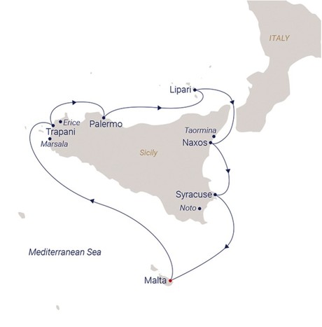 Map for Scorching Sicily - Mediterranean Sailing Cruise