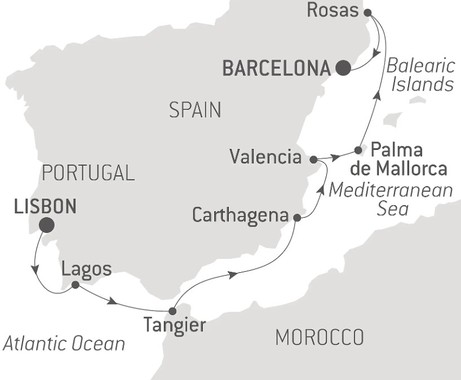 Map for Secrets of the Iberian Peninsula - Portugal & Spain Luxury Cruise