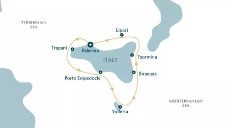 Map for Secrets of Sicily - 9 Day Circumnavigation Cruise