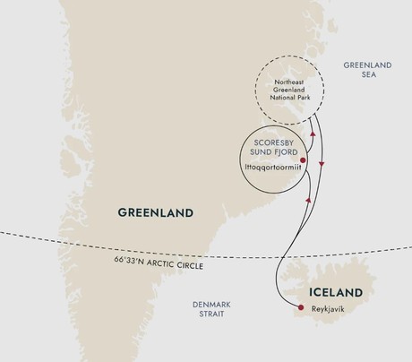Map for Serene Greenland Expedition - To the World's Largest National Park