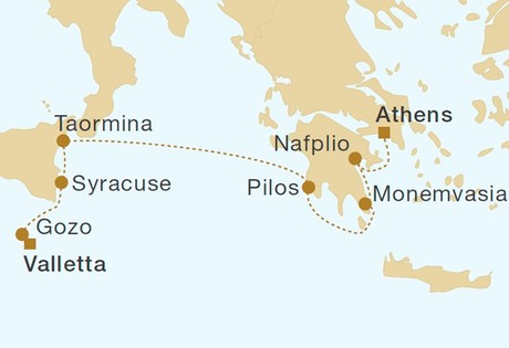 Map for Sicily and Greece - 8 Night Sailing Cruise