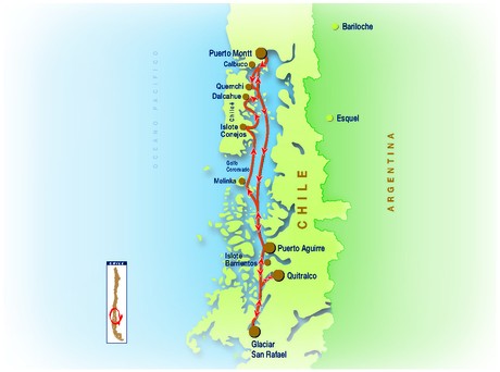 Map for Chile Fjords - Chonos Route Cruise