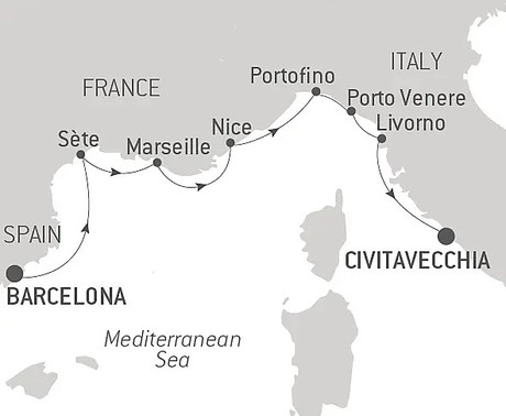 Map for Southern France and the Italian Riviera by Sea – with Smithsonian Journeys