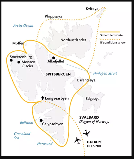 Map for Spitsbergen Circumnavigation - A Rite of Passage