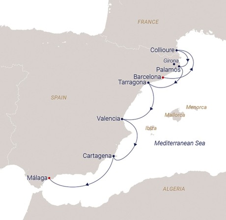 Map for Sunshine and Culture - Spain Sailing Cruise
