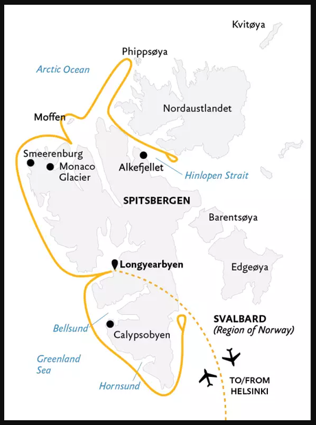 Map for Svalbard Explorer - Best of High Arctic Norway