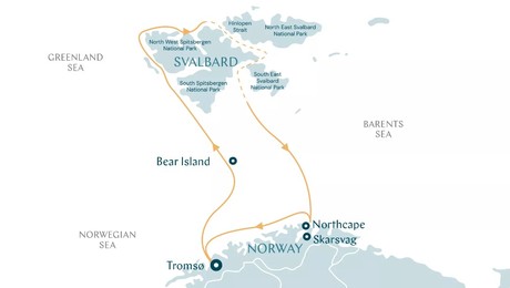 Map for Svalbard & the North Cape Explorer - Arctic Island Expedition Cruise