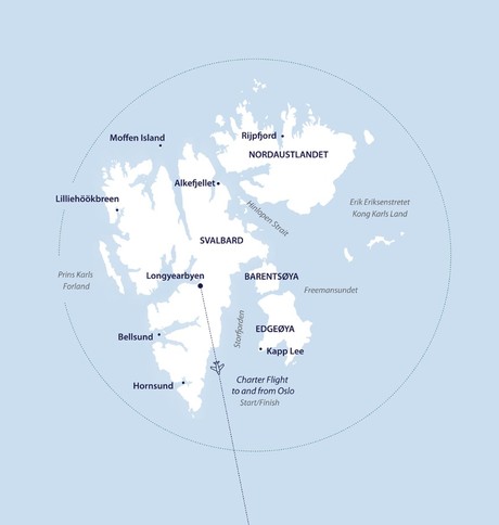 Map for Svalbard Odyssey from Oslo