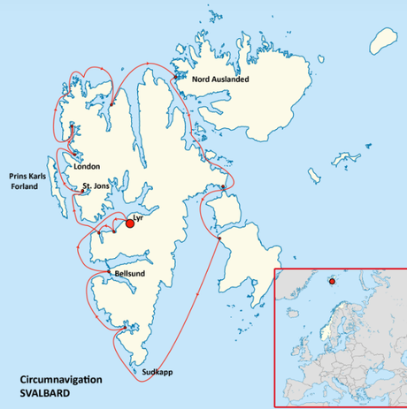 Map for Svalbard Circumnavigation