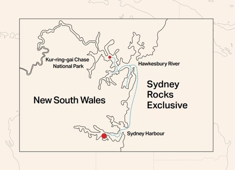 Map for Sydney Rocks Extravaganza - Sydney to Hawkesbury River to Sydney