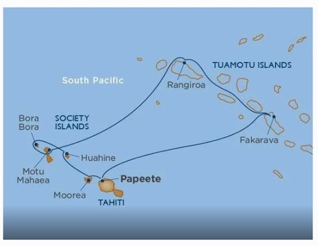 Map for Tahiti & the Tuamotu Islands Cruise