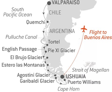 Map for The Best of Chilean Fjords
