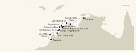 Map for The Kimberley Cruise - 11 Days From Darwin or Broome