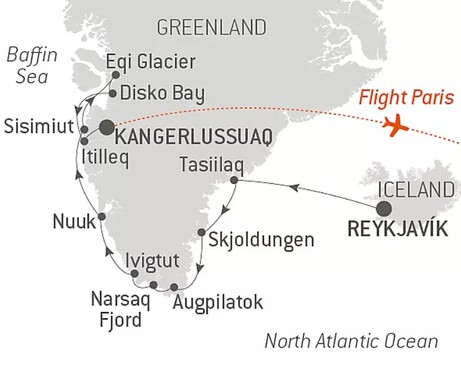 Map for Expedition to the Edge of the Ice Sheet - Greenland & Iceland Luxury Expeditions