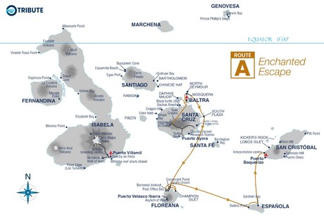 Map for Tribute Luxury Galapagos Cruise A - Enchanted Escape