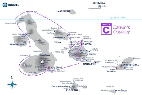Map for Tribute Luxury Galapagos Cruise C - Darwin's Odyssey
