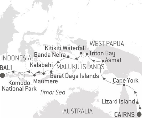 Map for Tropical Odyssey between North East Australia and Indonesia