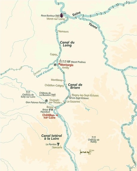 Map for Classic France Cruise – Upper Loire & Western Burgundy