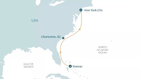 Map for Vibrant Hearts of the East Coast - USA Cruise from Nassau to New York City